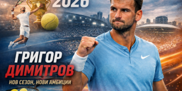 Григор Димитров по време на тенис мач през сезон 2026 – нови амбиции и стабилна форма