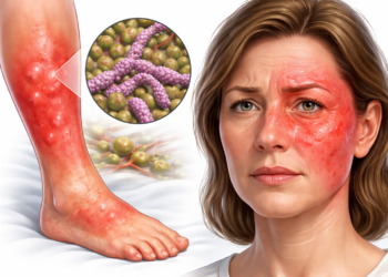 Червен вятър (еризипел) – зачервена и възпалена кожа при бактериална инфекция