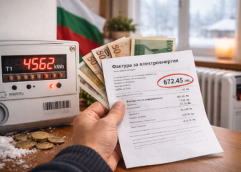 Фактура за електроенергия с висока сметка от 672 лева до електромер в български дом