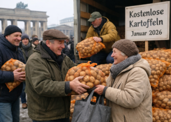 Раздаване на безплатни картофи в Берлин през януари 2026 г. след рекордна реколта