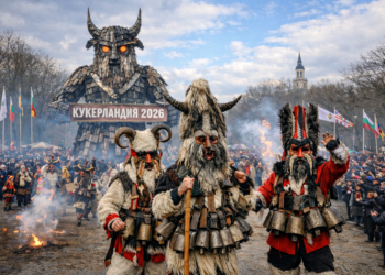 Кукерландия 2026 събра рекордни 7500 участници – фестивалът продължава с най-зрелищните дефилета Кукери по време на Международния маскараден фестивал Кукерландия 2026 в Ямбол пред рекорден брой посетители