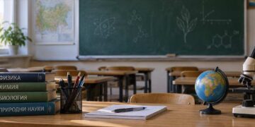 Недостиг на учители по природни науки – празна класна стая с учебници по физика, химия и биология
