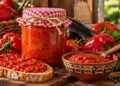 Домашна лютеница с печени червени чушки и патладжан