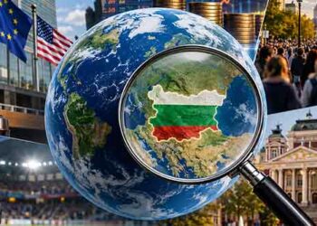 Светът и България под лупа – глобус с карта на България, международна политика, икономика, спорт и култура.